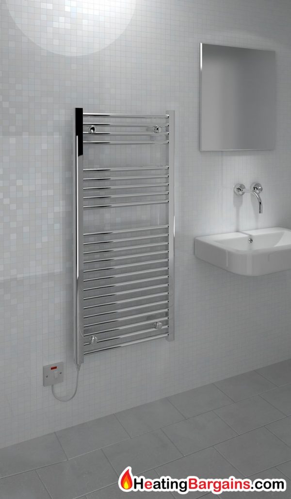 Kudox Electric Towel Rail Flat Chrome 250W (500 x 1100mm) Heating