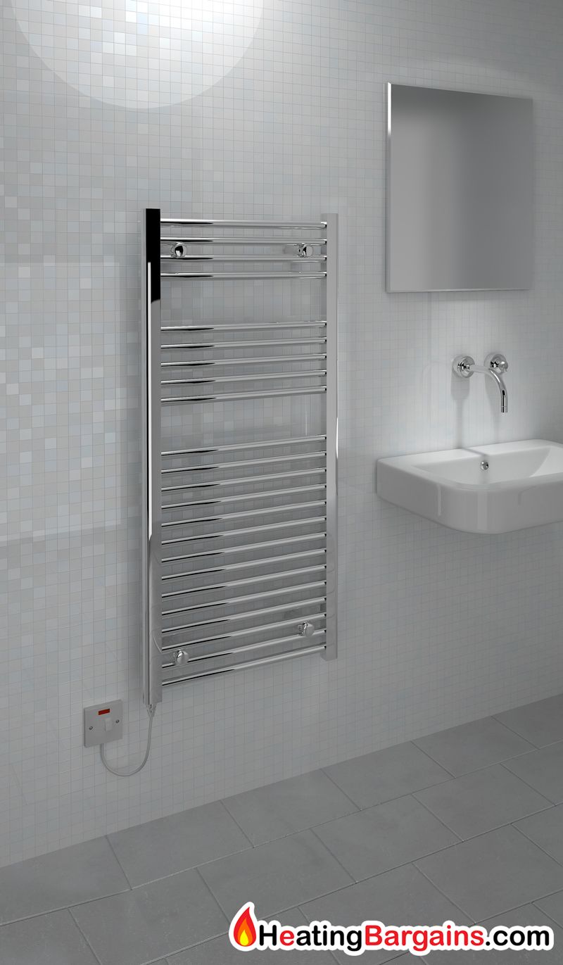 Kudox Electric Towel Rail Flat Chrome 250W (500 x 1100mm) Heating