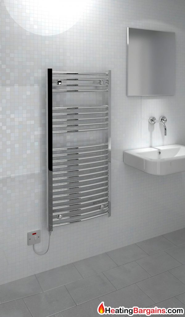 Kudox Electric Towel Rail Curved Chrome 250W (500 x 1100mm) Heating