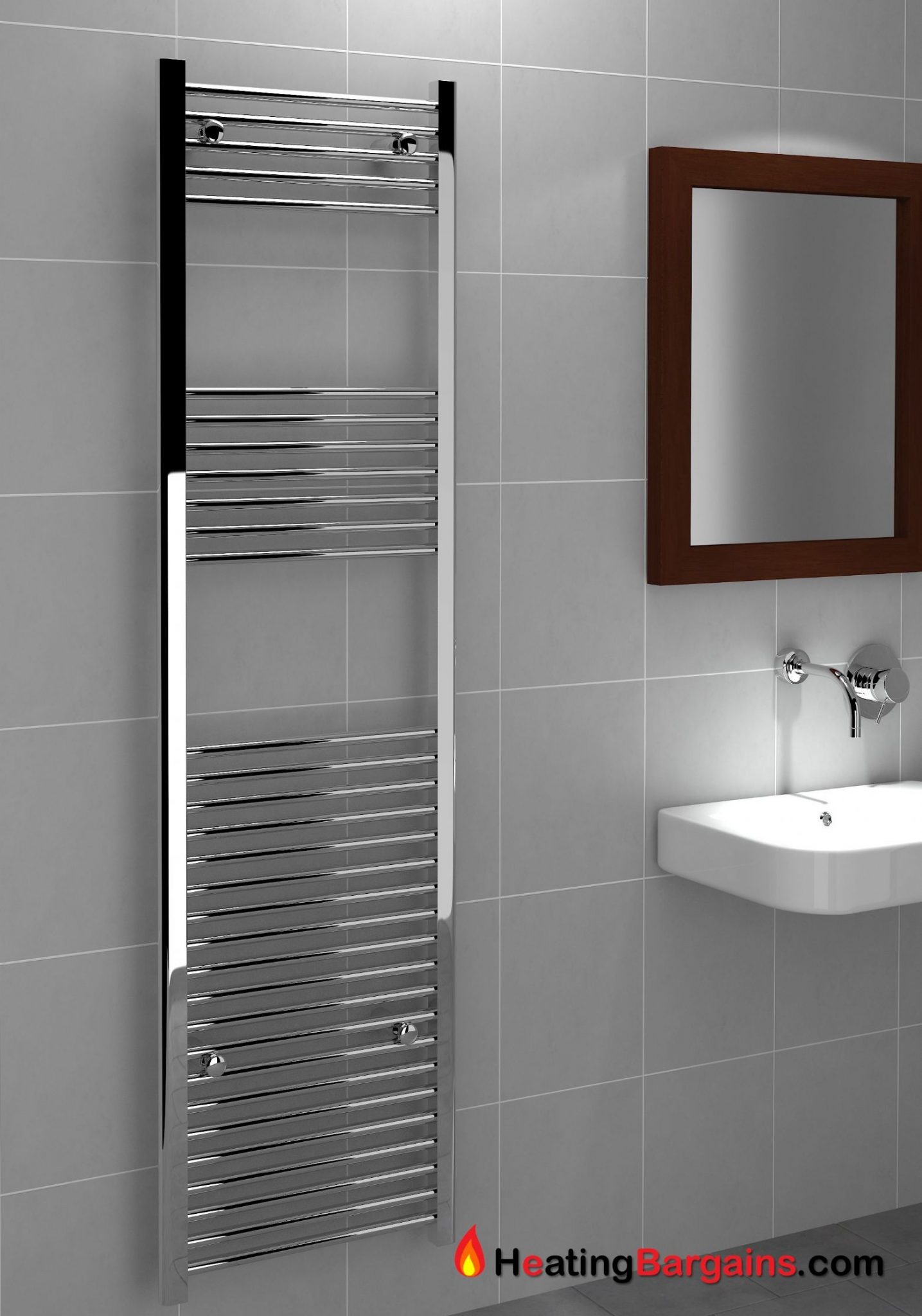 Kudox TradeX Ladder Towel Rail Flat D 500mm x 1800mm Chrome Heating