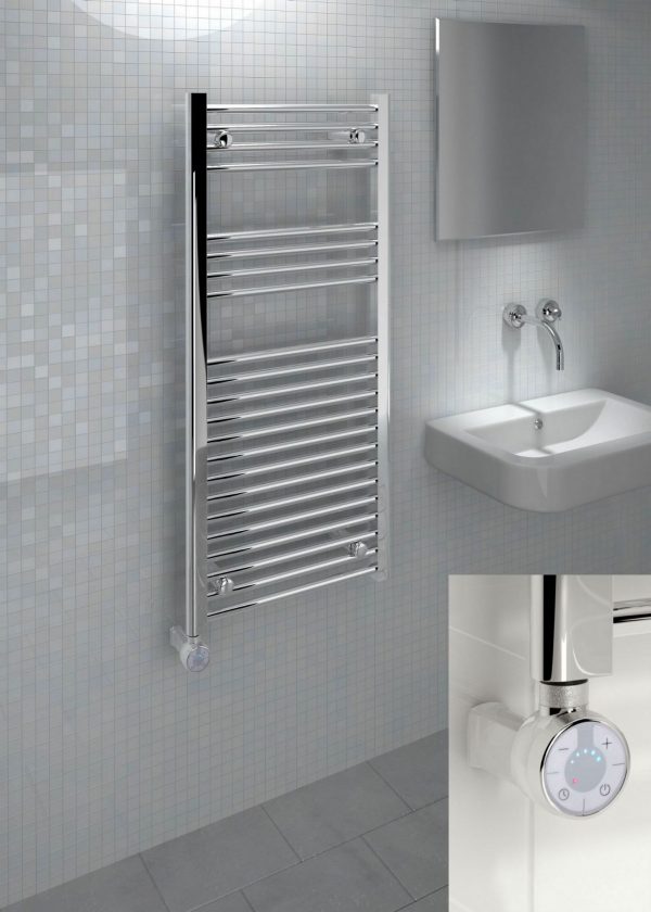 Kudox Thermostatic Electric Towel Rail Straight 500mm x 1100mm Chrome 5060235347504