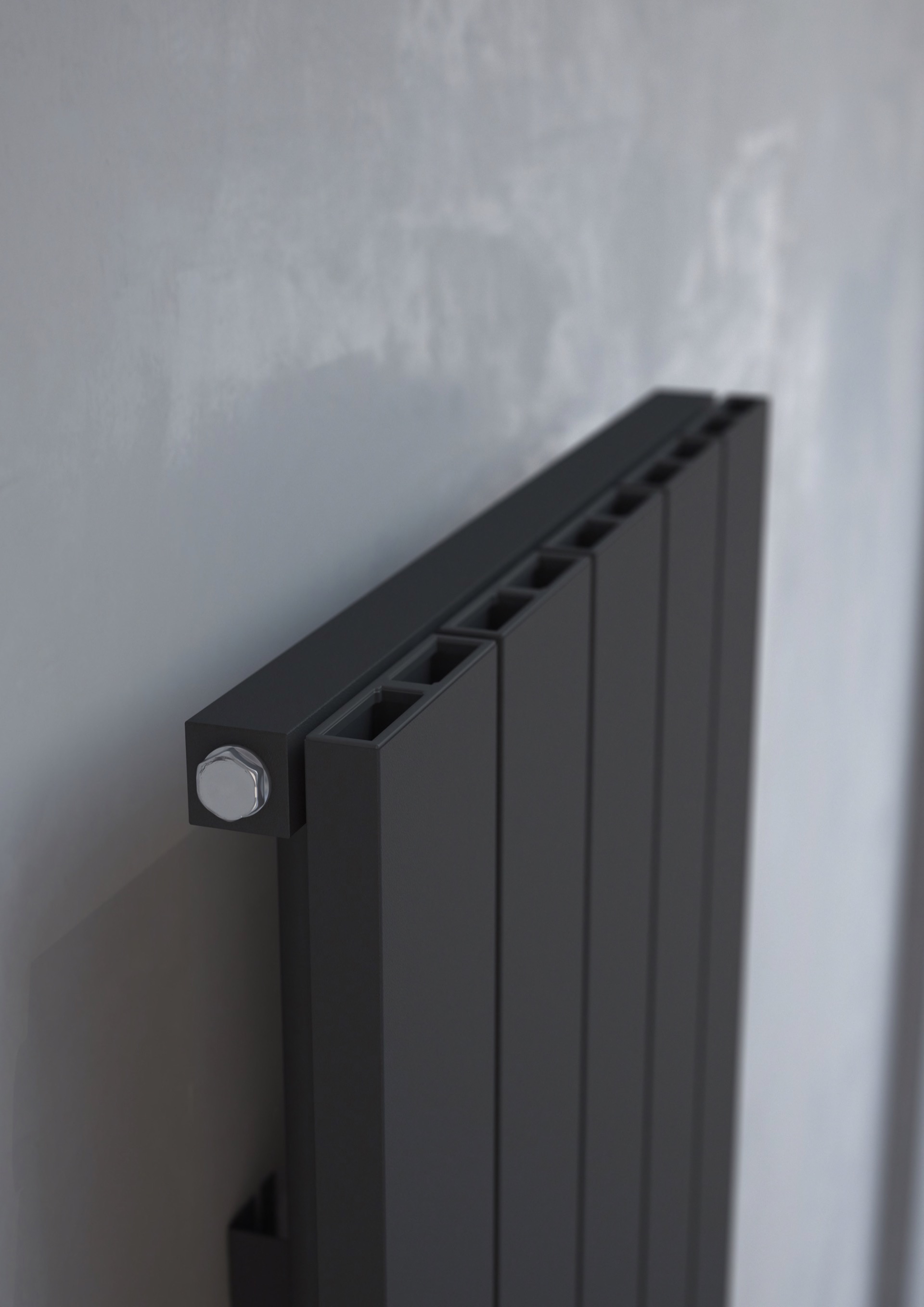 Kudox AluLite Radiator Flat 1800mm x 470mm Textured Black Heating