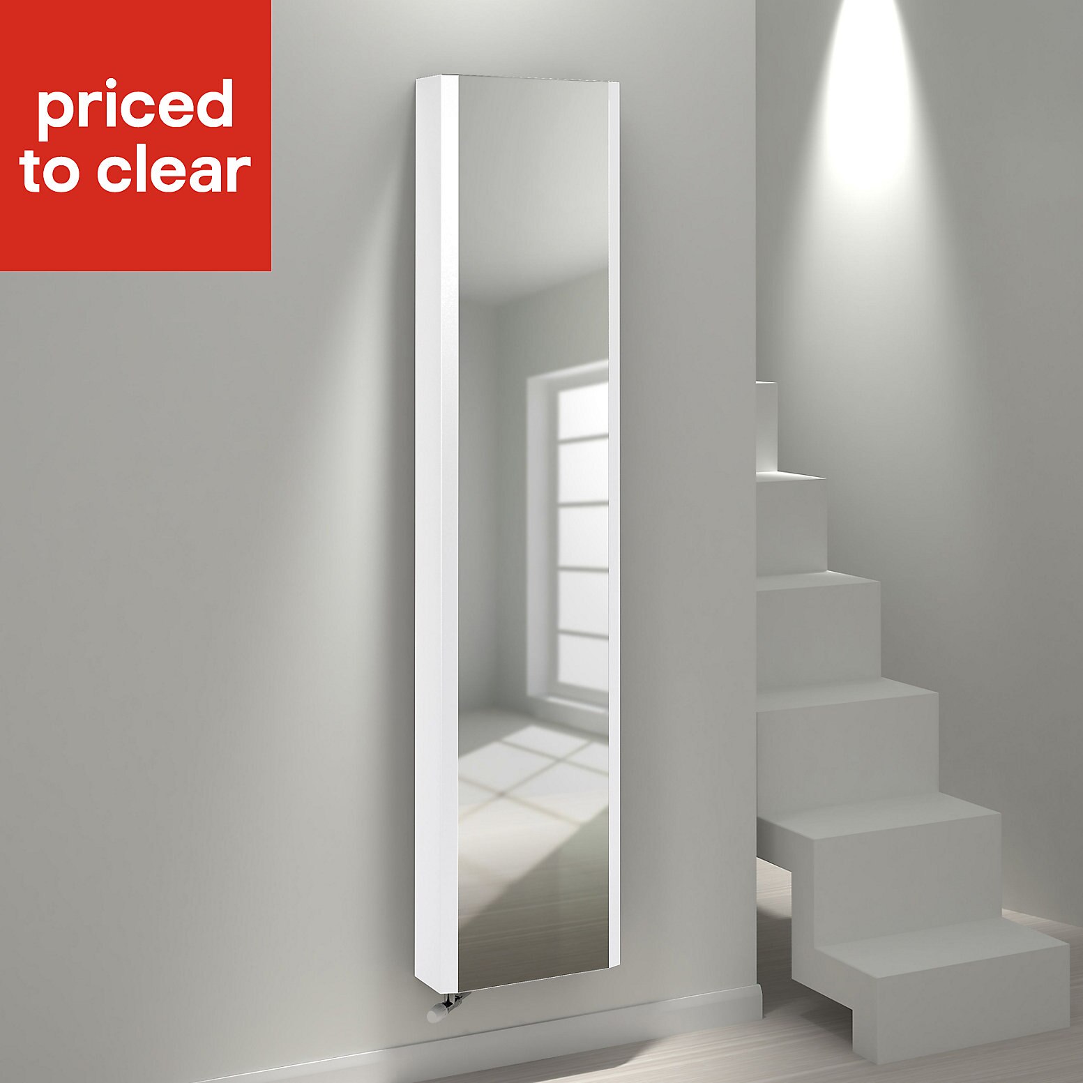Kudox Cassano Vertical Mirror Radiator White 1800x400mm Heating